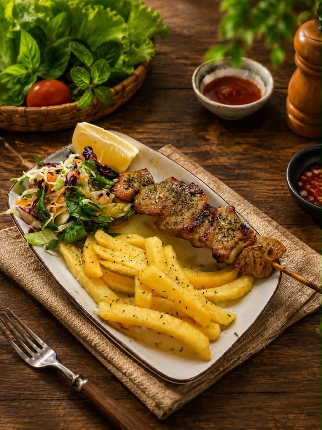 Thịt lợn xiên nướng