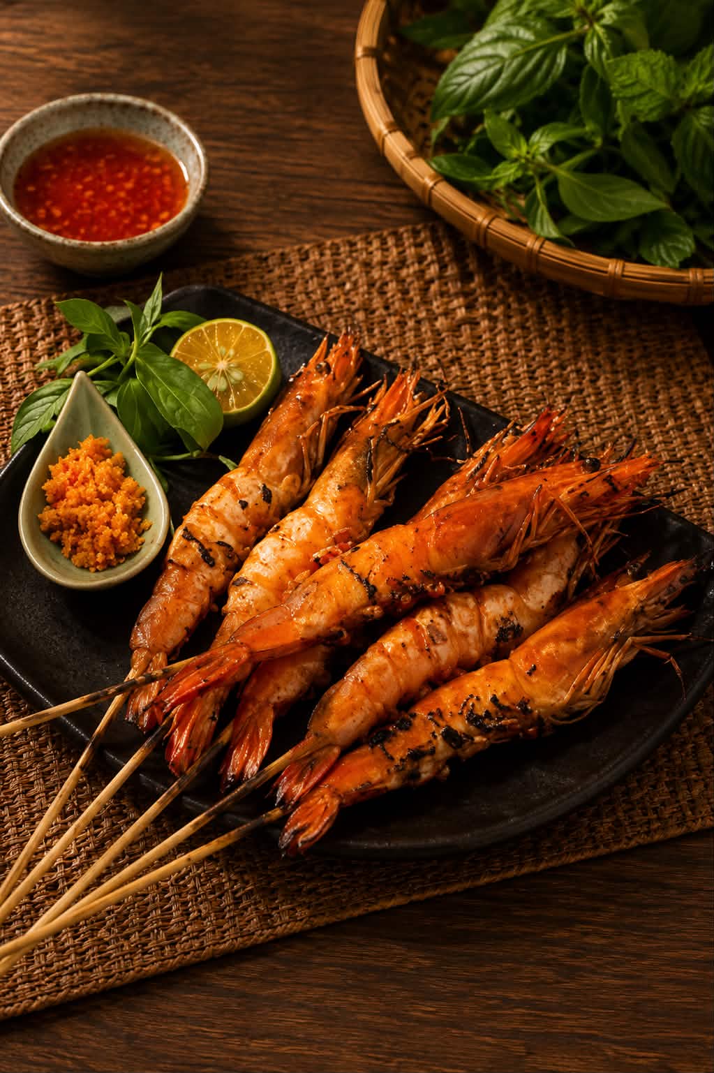 Tôm xiên nướng